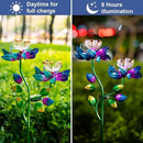 Solar Wind Spinners Blue Twin Flowers for Yard and Garden, Solar Windmill Garden Whirligig Kinetic Spinners Decor for Lawn, Patio, Yard, Metal Wind Outdoor Sculpture by CozyNest Decor