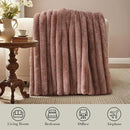 Amélie Home Faux Fur Throw Blanket for Couch, Ultra Cozy Fuzzy Fluffy Fur Luxurious Soft Striped Plush Gift Blankets for Family Sofa Chair Bed Living Room Bedroom, 60"x80", Ionic Fox Brown by CozyNest Decor