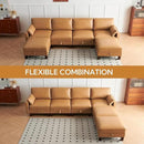 U-Shape Modular Sofa Couch 128" Modern 4-Seat Sofa with Chaises, Upholstered Sectional Couch with Wood Square Legs for House, Living Room, Reception Room, Apartment, Tan by CozyNest Decor
