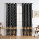 Grommets Blackout Long Window Curtains Black Gold-52W*95L 2PCS Drapes for Bedroom by CozyNest Decor