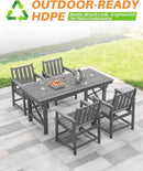HDPE Patio Dining Set, 5-Piece Outdoor Table and Chairs with Umbrella Hole, Modern Outdoor Dining Set for 4, HDPE Outdoor Patio Furniture Dining Sets for Deck, Poolside, Porch, Smoke Gray by CozyNest Decor
