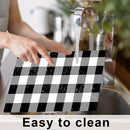 Black and White Plastic Placemats Set of 6 Check Plaid Table Mats Black Buffalo Plaid Place Mats Wipe Clean Washable Table Placemats for Indoor Outdoor Heat Resistant Kitchen Dining Table by CozyNest Decor