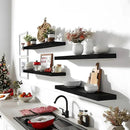 24 Inch Floating Shelves for Wall Rustic Black Wood Wall Shelves for Bedroom Set of 4 by CozyNest Decor