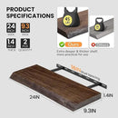 Floating Shelves for Wall, 24"x9.3" Rustic Solid Live-Edge Elm Wood Wall Shelves, Heavy-Duty Floating Shelves with Invisible Brackets, Set of 2 for Living Room, Bedroom, and Kitchen, Walnut Finish by CozyNest Decor