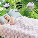 EMME Checkered Cotton Blanket Queen Size for Bed Soft Large Muslin Bed Blankets 80"x90" Lightweight Breathable Cooling All Season, Lavender by CozyNest Decor