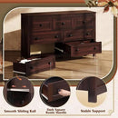 WLIVE Farmhouse Dresser for Bedroom, 51.18'' Wide 7 Drawer Wood Dresser, TV Stand for 65 inch TV, Wooden Chest of Drawers for Bedroom, Modern Clothes Organizer for Living Room, Hallway, Rustic Brown by CozyNest Decor
