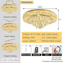 23.6'' Modern Crystal Chandeliers LED Dimmable Flush Mount Ceiling Chandeliers for Living Room Entrance Foyer Bedroom Gold by CozyNest Decor