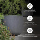 Mondo Large Planter – Sand Stone Finish – Fiberglass Indoor/Outdoor and Weather-Resistant Round Planter (19.7" D x 19.1" H Exterior, 18.5" D x 18.5" H Interior)