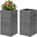 LEWIS&WAYNE Set of 2 Tall Planters for Outdoor Plants Handmade 24'' Wicker Tall Square Planter Box with Removable Liners Modern Planter for Indoor Outdoor Garden Patio Front Porch - Gray by CozyNest Decor