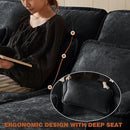 113" Oversized Cloud Couch, U Shape Sectional 4 Seat Sofa with Double Chaises, 2 Layer Cusions, Deep Seat Comfy Sofa, Upholstery Chenille Fabric for Living Room, Black by CozyNest Decor