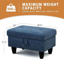 Ottoman Rectangular Storage Ottoman Bench, Flannel Footrest Stool Footstool with Lid for Living Room, Bedroom, Entryway, Blue, 28.5"x19"x17.5" by CozyNest Decor