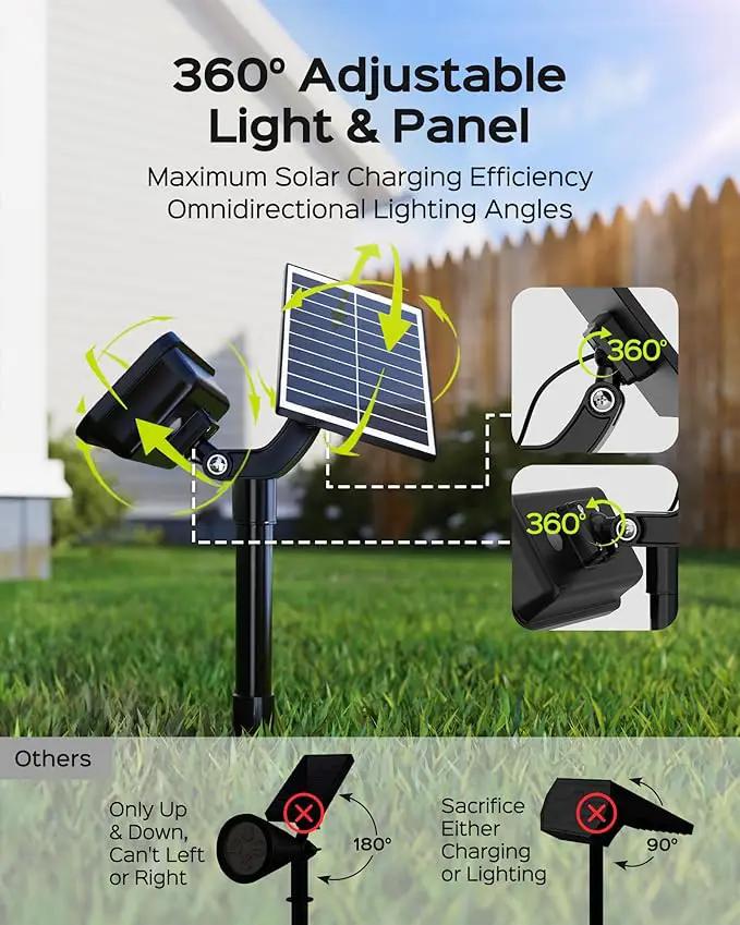 JACKYLED Solar Lights Outdoor Waterproof, 84 LED 5 Lighting Modes Solar Spotlights, 360 Adjustable Head & Panel, Solar Powered Garden Yard Spot Lights for Outside Landscape Lighting, 8 Pack, photo 4 of 8