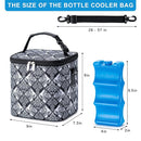 Breastmilk Cooler Bag with Ice Pack Fits 6 Baby Bottles Up to 9 Ounce, Baby Bottle Bag with Shoulder Strap for Nursing Mom Daycare, Black by TinyTreasures Baby Boutique