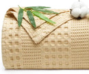 PHF Cooling Waffle Blanket King Size, Lightweight 60% Rayon Derived from Bamboo & 40% Cotton Breathable Blanket for Hot Sleepers, Soft and Luxury for Bed Couch and Sofa, 104"x90", Beige by CozyNest Decor