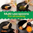 Riveira Maple Wooden Spoons for Cooking Set of 9 – Natural Maple Wooden Cooking Utensils, Wooden Spatula, Wooden Spoon - Premium Quality Wooden Utensil Set for Non-Toxic Cooking by CozyNest Decor