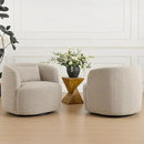 KINWELL 34" Wide Sherpa Swivel Barrel Chairs Set of 2, No Assembly Round Boucle Upholstered Accent Chairs Armchairs Single Sofa Chair with Toss Pillow for Living Room and Bedroom, Taupe by CozyNest Decor