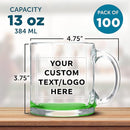 Custom Libbey Clear Glass Coffee Mugs 13 oz. Set of 100, Personalized Bulk Pack - Perfect for Coffee, Tea, Espresso, Hot Cocoa, Other Beverages - Green Bottom by TinyTreasures Baby Boutique
