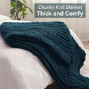 Chunky Knit Throw Blanket, 60''*80'' Knitted Throw Chenille Yarn for Bed Couch, Handmade Peacock Blue Crochet Big Thick Blanket, Machine Washable Cute Comfy Blanket for Home Decor by CozyNest Decor
