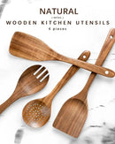 Wooden Spoons for Cooking, Nonstick Cooking Utensil Set with 4 Piece Acacia Wooden Spatulas and Spoons for Cooking, Terrific for Everyday Kitchen Tasks by CozyNest Decor