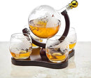 Godinger Whiskey Decanter Globe Set with 4 Etched Glasses for Liquor, Scotch, Bourbon, Vodka, Gifts for Men - 850ml Clear by CozyNest Decor