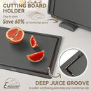 Empune Plastic Cutting Board Set, Recycled Plastic Cutting Boards for Kitchen (Set of 3), Dishwasher Safe Large Chopping Board with Holder, Non-slip Feet and Juice Grooves, Nonporous, Grey by CozyNest Decor