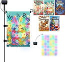 DIY Solar Garden Flag Stand with 5 Holiday Flags, Universal LED Board for DIY a Lighted 12"x18" Flag, Including Valentines Day, Easter Day, Halloween, Thanksgiving Day & Christmas Flags by GreenHaven Gardens