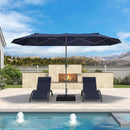 PURPLE LEAF 13ft Double-Sided Patio Umbrella with Base Included Market Rectangle Umbrella Outdoor Table Umbrella with Crank for Pool Garden Deck, Navy blue by GreenHaven Gardens