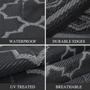 GAOMON Outdoor Plastic Straw Rug, 10'x14' Reversible Sage Green Patio Mat, Flower Modern Design for RV, Backyard, Deck, Camping, Picnic, Black/Grey(Geometric) by CozyNest Decor