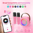 Mini Karaoke Machine with 2 Wireless Microphones for Kids Adults,Portable Bluetooth Karaoke Speaker with Party Lights,Christmas Birthday Gifts for Girls Ages 4, 5, 6,7, 8, 9, 10,12+ Family Home Party by TinyTreasures Baby Boutique