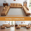U Shape Sectionals Sofa Couch with Storage, Faux Leather 10 Seater Sofa, Big Comfy Couch, Large Sectionals for Big Space, House, Office, Tan by CozyNest Decor