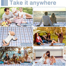 80"x80" Extra Large Waterproof Outdoor Mat - Sandproof Foldable Picnic Blanket for Family Camping, Backyard, Beach Parties - Heavy Duty & Easy Storage (Blue&Gray) by TinyTreasures Baby Boutique