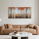 Large Framed Wall Art for Living Room Birch Tree Wall Decor Red Forest Painting Artwork Wall Decoration Nature Pictures Wall Art Fall Above Bed Wall Decor by CozyNest Decor