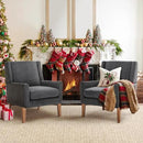 COLAMY Modern Wingback Living Room Chair Set of 2, Upholstered Fabric Accent Armchair, Single Sofa Chair with Lounge Seat and Wood Legs for Bedroom/Office/Reading Spaces, Gery by CozyNest Decor