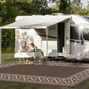 GENIMO Outdoor Rug Waterproof for Patio, 10'x14' Foldable Reversible Plastic Straw Carpet for Travel Trailers, Outside Area Mat for Rv, Deck, Picnic, Porch, Camper, Balcony, Beach, Coffee & Beige by CozyNest Decor