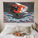 Houselerax Japanese Koi Fish Tapestries, Yin Yang Big Wave Cherry Blossom Tapestry Wall Hanging for Bedroom Living Room Office Decor 90"x60" by CozyNest Decor