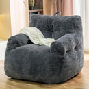 Giant Bean Bag Chair, Faux Fur Large Bean Bag Chair for Adults, Fluffy and Comfy Giant Bean Bag Chair with Filler, Big Bean Bag Sofa Chair for Reading, Gaming, Grey by CozyNest Decor