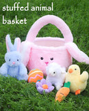 7 Piece Plush Stuffed Animals Playset Toys with Rabbit, Chick, Lamb, Carrot, Egg, Flower, Furry Bag, Soft Basket Set Toys for Girls Kids Ages 3+, Birthday Christmas Valentines Easter Party Favors by TinyTreasures Baby Boutique
