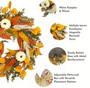 CYANBLOOM Fall Wreaths for Front Door: Rustic 20-22 Inch Bow Wreath with Golden Eucalyptus, White Pumpkins & Wheat - Lovely Warm Vibes Outdoor Indoor Farmhouse Decor for Halloween Thanksgiving Autumn by CozyNest Decor