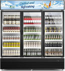 Tylza Commercial Refrigerator, Three Glass Door Display Beverage Fridge, 59.06 Cu Ft Upright Beverage Cooler Merchandiser with Replaceable Advertising Light Board, Rebound Door, Fast Cooling by CozyNest Decor