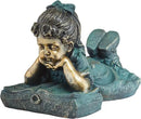 Alpine Corporation 16" Tall Indoor/Outdoor Girl Laying Down Reading Book Statue Set Yard Art Decoration by GreenHaven Gardens
