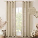 LAMIT Brown Linen Curtains 90 inch for Bedroom, Soft Thick Light Filtering Boho Window Textured Burlap Drapes with Bronze Grommet for Living Room Farmhouse, 2 Panels Set, 52 x 90 Inch by CozyNest Decor