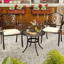 Outvita Patio Side Table, 23.6in Outdoor Round Cast Aluminum Bistro Table with Umbrella Hole and Antique Design for Backyard Porch Pool Balcony Deck Bronze by GreenHaven Gardens