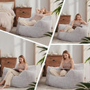 Giant Bean Bag Chairs for Adults Teens, Large Bean Bag Sofa Chairs with Filling Comfy Fuzzy BeanBag Chair with Armrests for Bedroom Living Room Reading (Light Gray, Large) by CozyNest Decor