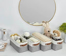 DECOMOMO Narrow Storage Bins Small Baskets for Organizing Bathroom, Toilet Tank, Towel Storage, Entryway, Gifts (Grey and White - Set of 4) by CozyNest Decor