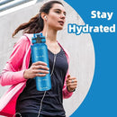 OLDLEY 32 oz Motivational Water Bottle with Time Marker, Sports Water Bottle With Strap, Leakproof & BPA Free Large Water Bottle for School, Gym, Travel, Outdoor, Tritan, Blue by CozyNest Decor