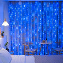 JMEXSUSS 300LED Christmas Curtain Lights, Blue Christmas Lights with Remote, Blue String Lights for Bedroom Wall Window Backdrop Garden Indoor Outdoor Patio Yard Porch Decorations, 9.8x9.8ft by CozyNest Decor