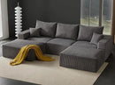 Boneless Sectional Cloud Couch Sofa for Living Room, 112" U-Shaped Modular Modern Lounge Sleeper Grey Couches with Chaise, No Assemble, Cordury Compression Upholstered Sofas by CozyNest Decor