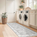 jinchan Runner Rug 2x6 Machine Washable Hallway Rug Grey Vintage Floral Print Non-Slip Low Pile Ultra-Thin for Kitchen,Entryway,Laundry Room,Bedroom,Farmhouse (2‘x6’,Grey) by TinyTreasures Baby Boutique