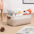 DULLEMELO Small Storage Bins, Storage Baskets for Organizing, Collapsible Rectangular Fabric Baskets for Shelves, Closets, Nursery, Home, Office, Empty Gift Baskets (6-Pack, White&Khaki) by TinyTreasures Baby Boutique