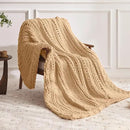Chunky Knit Throw Blanket, 60''*80'' Knitted Throw Chenille Yarn for Bed Couch, Handmade Beige Crochet Big Thick Blanket, Machine Washable Cute Comfy Blanket for Home Decor by CozyNest Decor